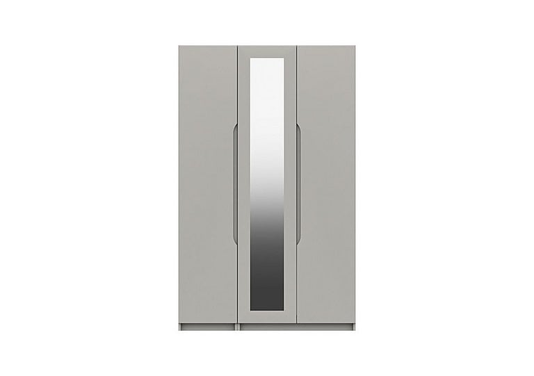 London Bedrooms  St Pancras 3 Door Wardrobe with Mirror  Light Grey | Bed Sava
