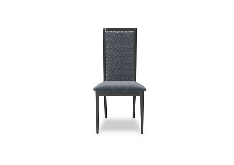 Vita Wooden Dining Chair with Patterned Upholstered Back - Miraglio Charcoal