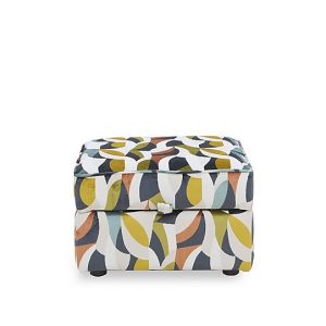 Abberton Small Storage Footstool in Patterned Fabric | Bed Sava