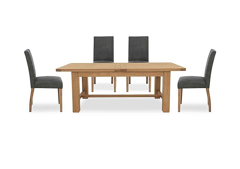 Augusta Large Rectangular Extending Dining Table and 4 Cowboy Upholstered Chairs - Grey