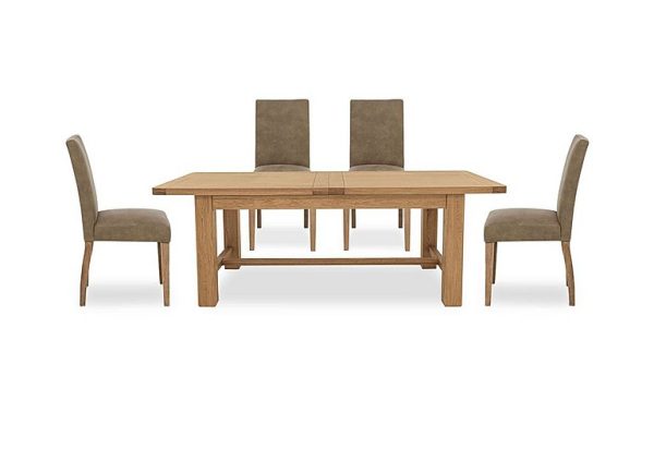 Augusta Large Rectangular Extending Dining Table and 4 Cowboy Upholstered Chairs  Taupe | Bed Sava