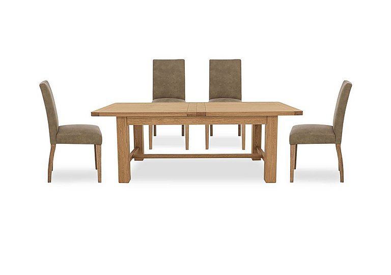 Augusta Large Rectangular Extending Dining Table and 4 Cowboy Upholstered Chairs - Taupe