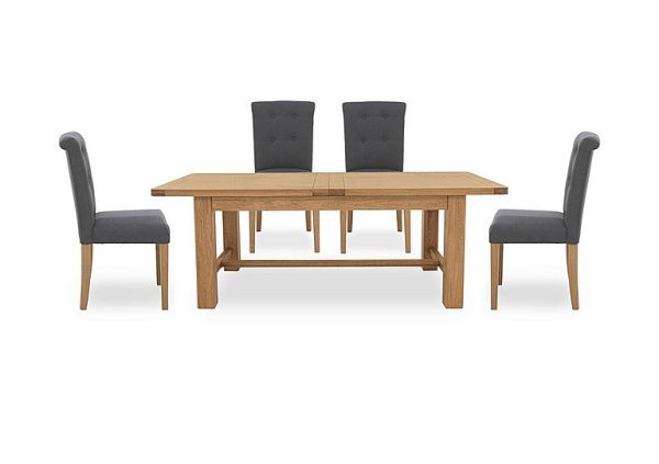 Augusta Large Rectangular Extending Dining Table and 4 Roll Back Upholstered Chairs  Anthracite | Bed Sava