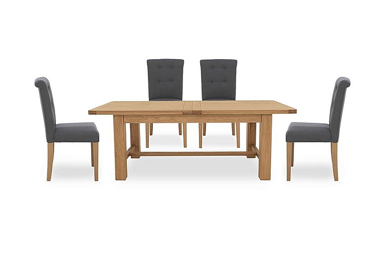 Augusta Large Rectangular Extending Dining Table and 4 Roll Back Upholstered Chairs - Anthracite