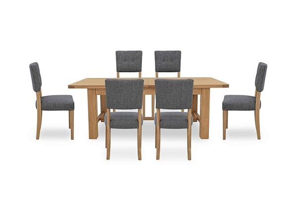Augusta Large Rectangular Extending Dining Table and 6 Open Back Upholstered Chairs  Anthracite | Bed Sava