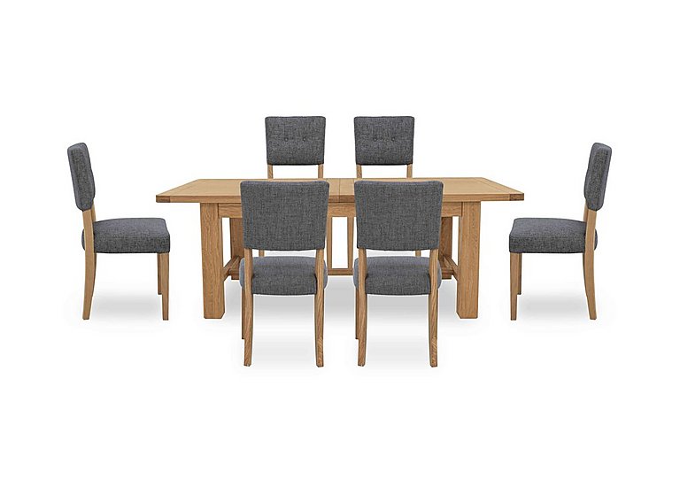 Augusta Large Rectangular Extending Dining Table and 6 Open Back Upholstered Chairs - Anthracite