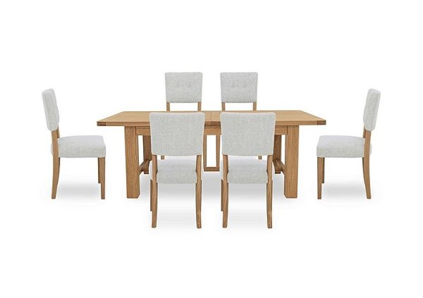 Augusta Large Rectangular Extending Dining Table and 6 Open Back Upholstered Chairs | Bed Sava