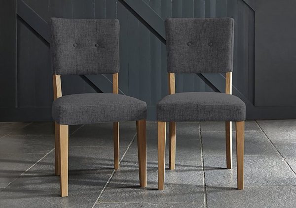 Augusta Pair of Open Back Upholstered Dining Chairs  Anthracite | Bed Sava