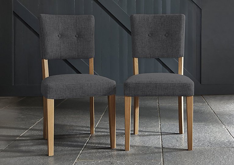 Augusta Pair of Open Back Upholstered Dining Chairs - Anthracite