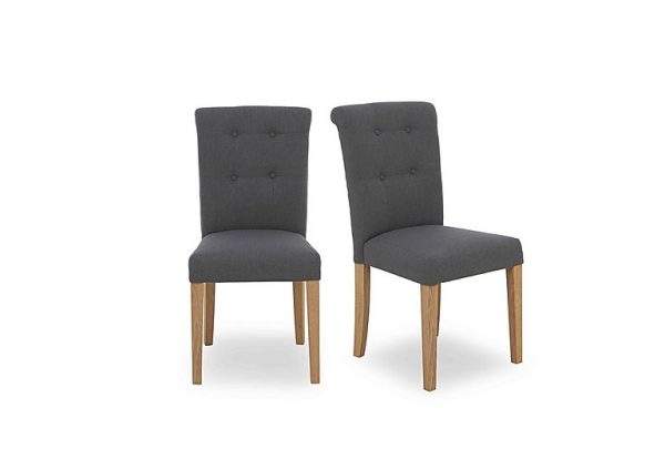 Augusta Pair of Roll Back Upholstered Dining Chairs  Anthracite | Bed Sava