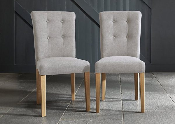 Augusta Pair of Roll Back Upholstered Dining Chairs | Bed Sava