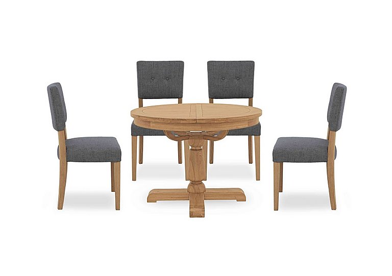 Augusta Round Extending Dining Table and 4 Open Back Upholstered Chairs - Anthracite