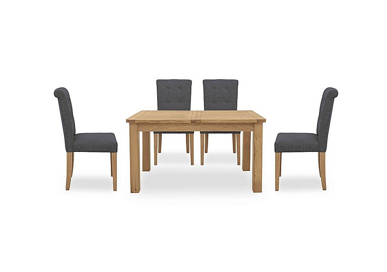 Augusta Small Rectangular Extending Dining Table and 4 Roll Back Upholstered Chairs - Anthracite