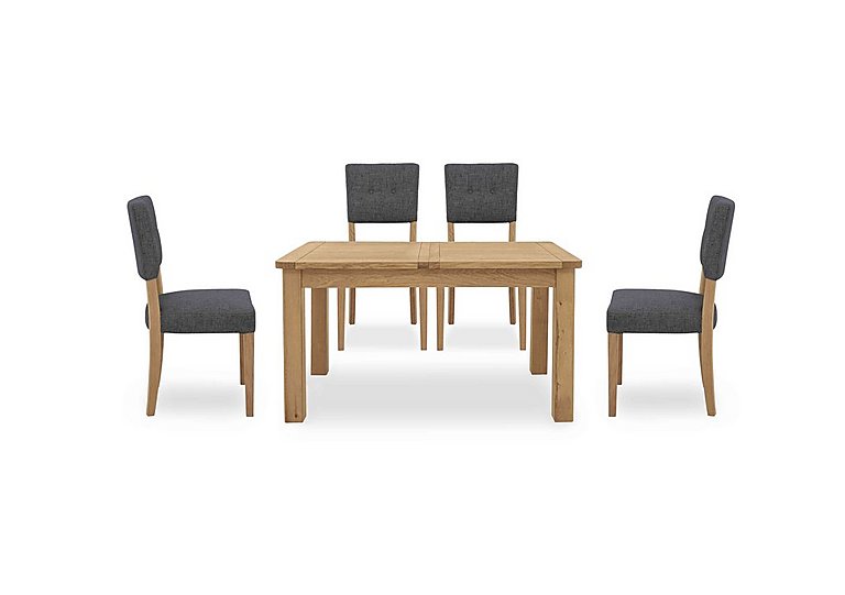 Augusta Small Rectangular Extending Dining Table and 4 Open Back Upholstered Chairs - Anthracite