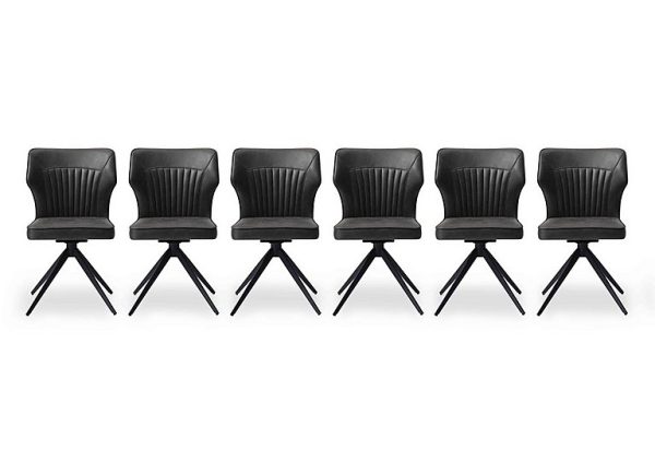 Aydin Set of 6 Swivel Dining Chairs  Dark Grey | Bed Sava