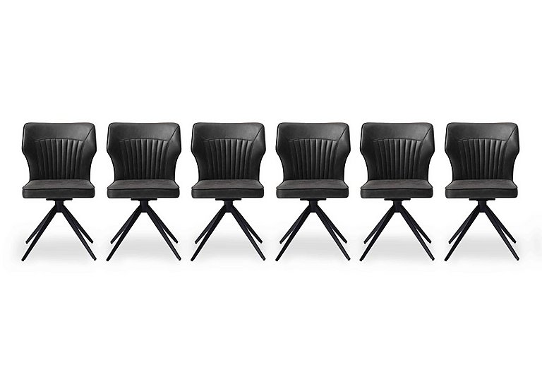 Aydin Set of 6 Swivel Dining Chairs - Dark Grey