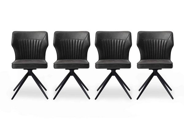 Aydin Set of 4 Swivel Dining Chairs  Dark Grey | Bed Sava