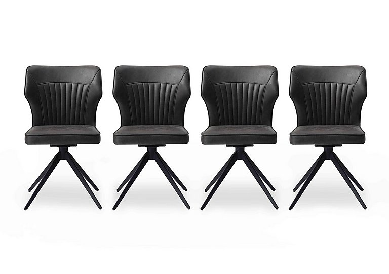 Aydin Set of 4 Swivel Dining Chairs - Dark Grey