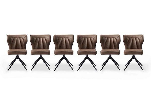 Aydin Set of 6 Swivel Dining Chairs  Light Brown | Bed Sava
