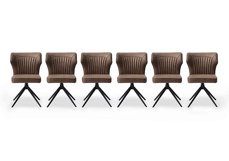 Aydin Set of 6 Swivel Dining Chairs - Light Brown