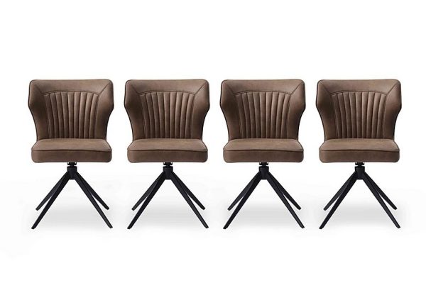 Aydin Set of 4 Swivel Dining Chairs  Light Brown | Bed Sava