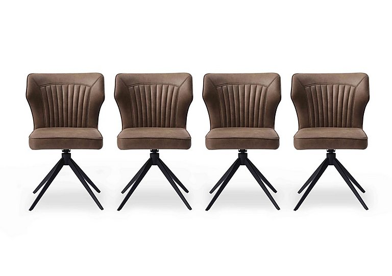 Aydin Set of 4 Swivel Dining Chairs - Light Brown