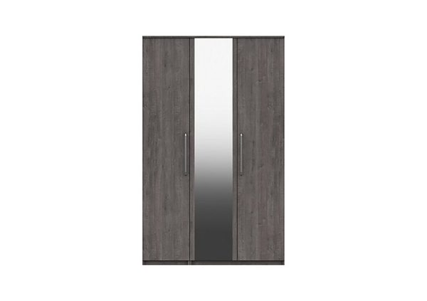 London Bedroomsfriars 3 Door Wardrobe with Mirror  Dark Grey Oak | Bed Sava