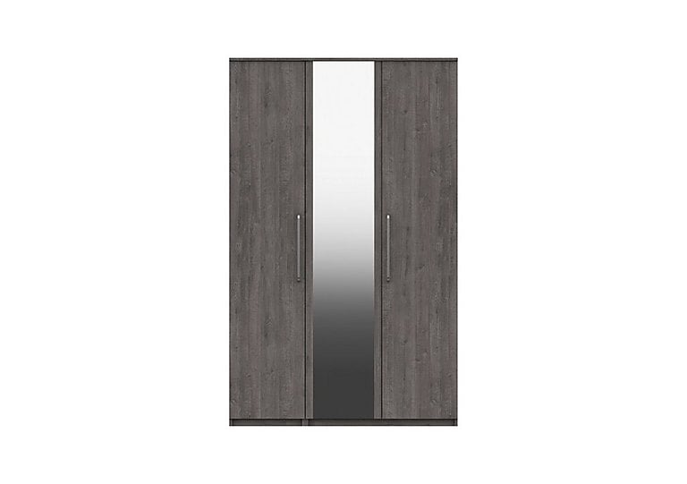 London Bedroomsfriars 3 Door Wardrobe with Mirror  Dark Grey Oak | Bed Sava