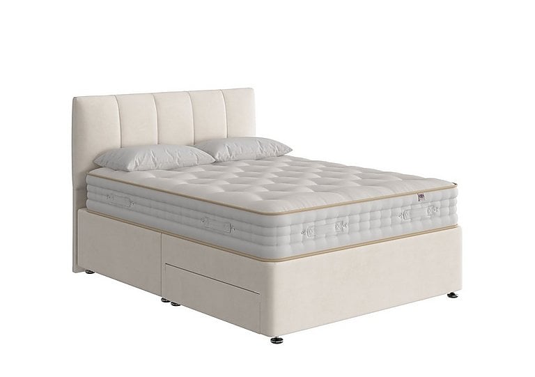 The Handmade Bed Company - Boutique 4000 Divan Set With 4 Drawer Storage with 4 Drawers - Double - Ribelle Pebble