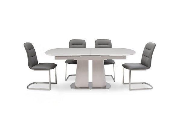 Cashmere Pop Up Extending Dining Table and 4 Chairs  180 cm  Charcoal | Bed Sava