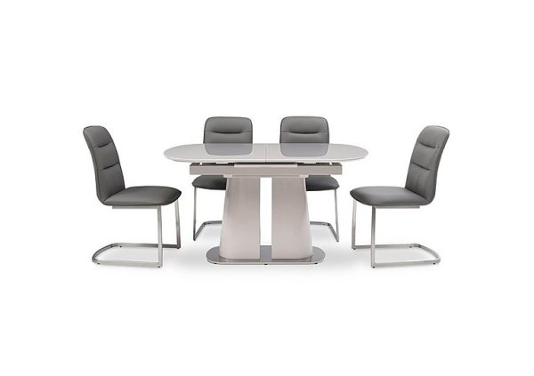 Cashmere Pop Up Extending Dining Table and 4 Chairs  140 cm  Charcoal | Bed Sava