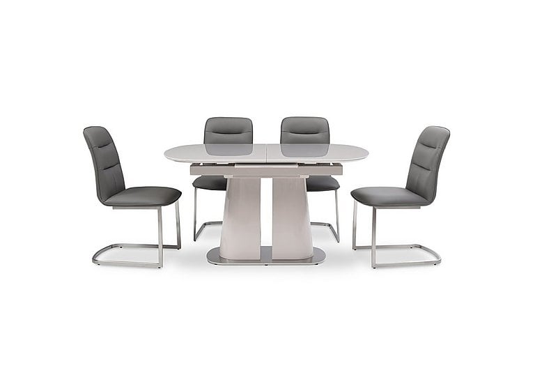 Cashmere Pop Up Extending Dining Table and 4 Chairs  140 cm  Charcoal | Bed Sava