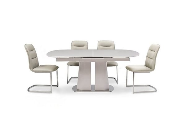 Cashmere Pop Up Extending Dining Table and 4 Chairs  180 cm  Taupe | Bed Sava