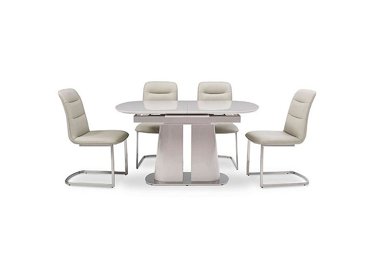 Cashmere Pop Up Extending Dining Table and 4 Chairs  140 cm  Taupe | Bed Sava
