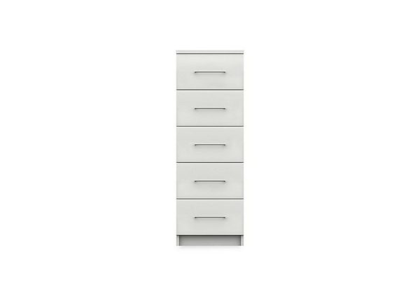 London Bedrooms  Castle 5 Drawer Tallboy  Frost | Bed Sava