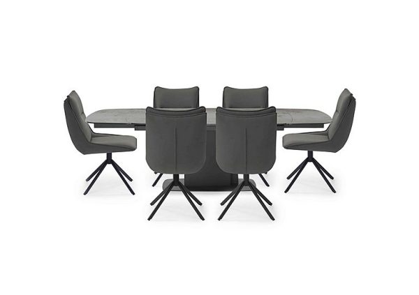 Catalina Large Extending Dining Table and 6 Swivel Chairs  Dark Grey | Bed Sava