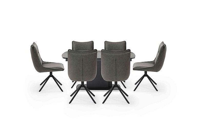 Catalina Small Extending Dining Table and 6 Swivel Chairs  Dark Grey | Bed Sava