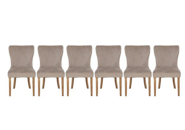 Chennai Set of 6 Luxe Dining Chairs  Taupe | Bed Sava