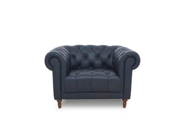 Columbus Leather Armchair with Wooden Feet | Bed Sava
