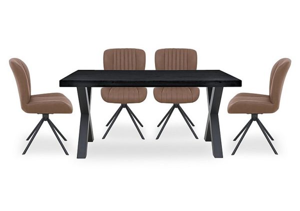 Bodahl  Compact Terra Straight Edge Dining Table with 4 Cognac Swivel Chairs | Bed Sava