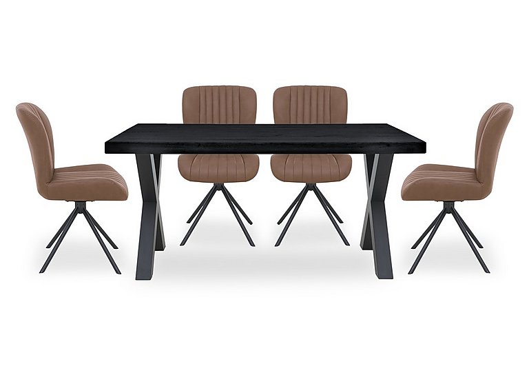 Bodahl - Compact Terra Straight Edge Dining Table with 4 Cognac Swivel Chairs