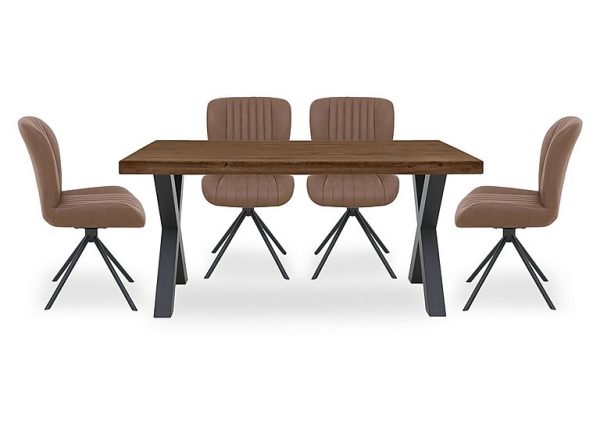 Bodahl  Compact Terra Straight Edge Dining Table with 4 Cognac Swivel Chairs  Desert | Bed Sava