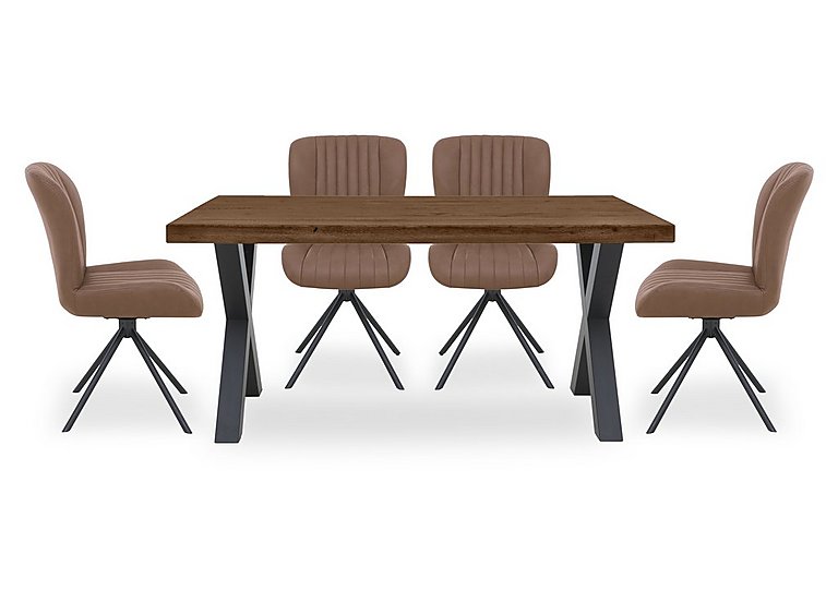 Bodahl - Compact Terra Straight Edge Dining Table with 4 Cognac Swivel Chairs - Desert