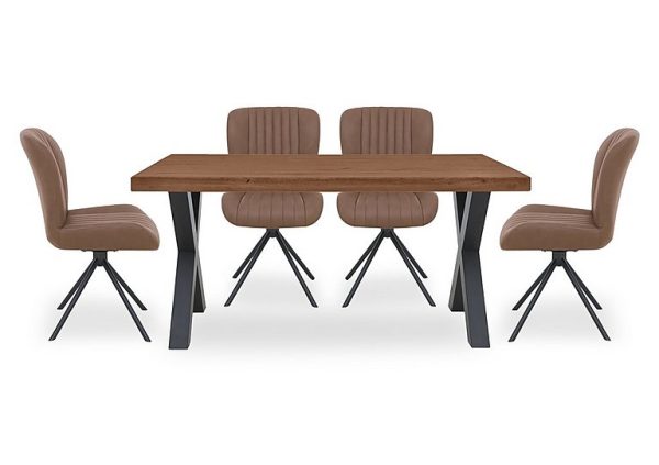 Bodahl  Compact Terra Straight Edge Dining Table with 4 Cognac Swivel Chairs  Old Bassano | Bed Sava