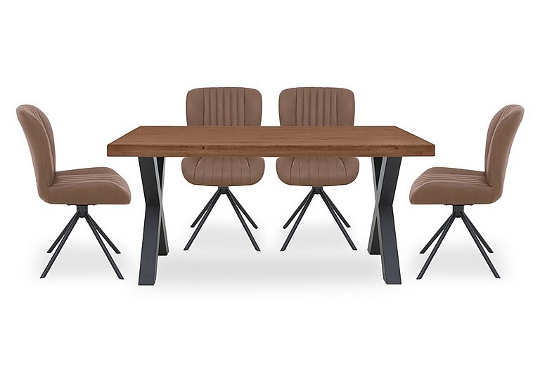 Bodahl - Compact Terra Straight Edge Dining Table with 4 Cognac Swivel Chairs - Old Bassano