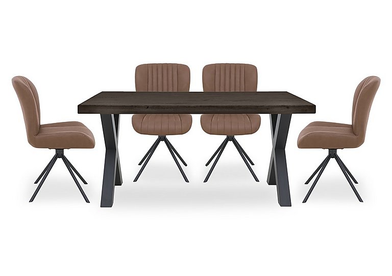 Bodahl - Compact Terra Straight Edge Dining Table with 4 Cognac Swivel Chairs - Smoked