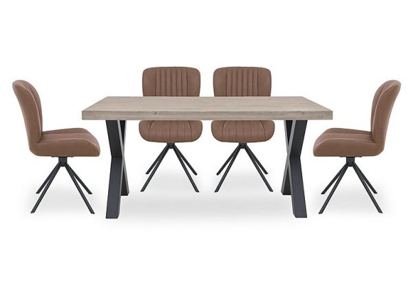 Bodahl  Compact Terra Straight Edge Dining Table with 4 Cognac Swivel Chairs  White Wash | Bed Sava