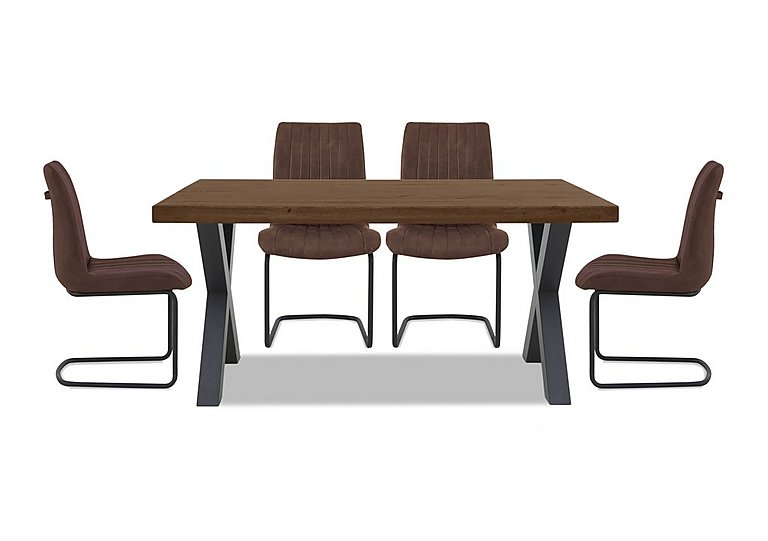 Bodahl - Compact Terra Straight Edge Dining Table with X-Shaped Legs and 4 Cognac Chairs - Desert