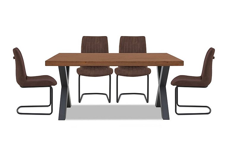 Bodahl - Compact Terra Straight Edge Dining Table with X-Shaped Legs and 4 Cognac Chairs - Old Bassano