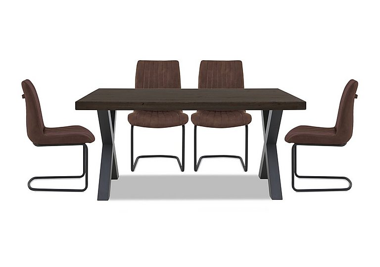 Bodahl - Compact Terra Straight Edge Dining Table with X-Shaped Legs and 4 Cognac Chairs - Smoked